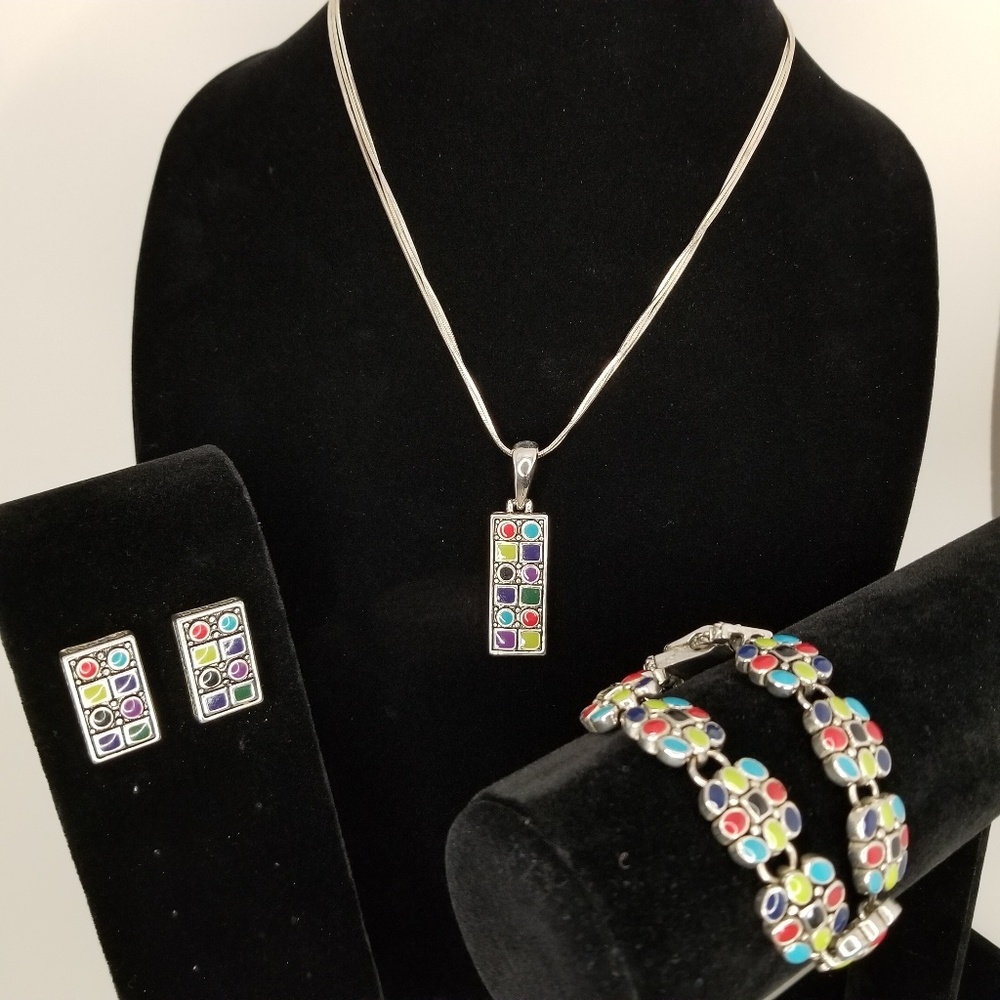 Geometric primary color modern jewelry set